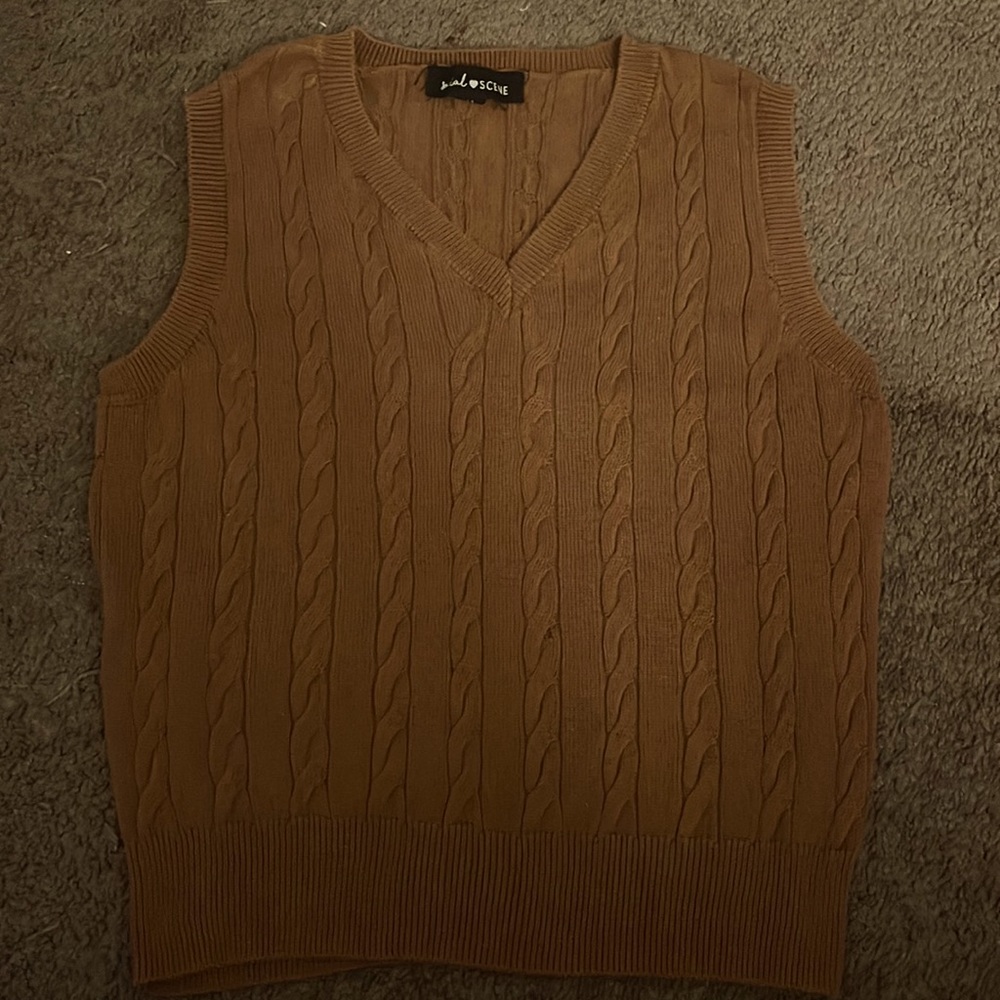 Social Scene Brown Knitted Vest